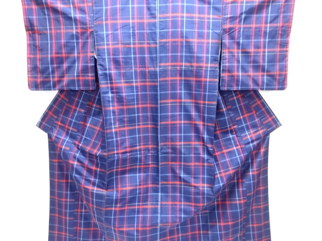 格子織り出し米沢紬着物アンサンブル